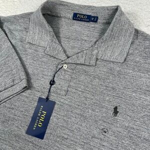 NWT Polo Ralph Lauren Shirt Men 2XB Short Sleeve Classic Polo Gray Blue Pony 56"